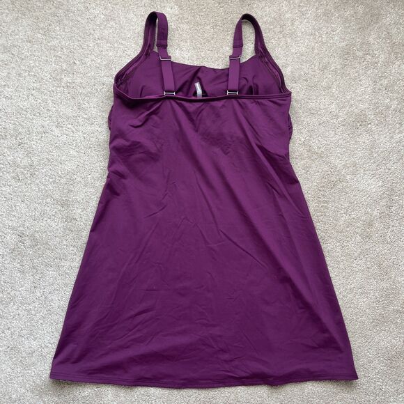 Lands End Swim Dress 10 DDD Purple Slimming Underwire Bra Ruched Drape Front - Picture 6 of 6